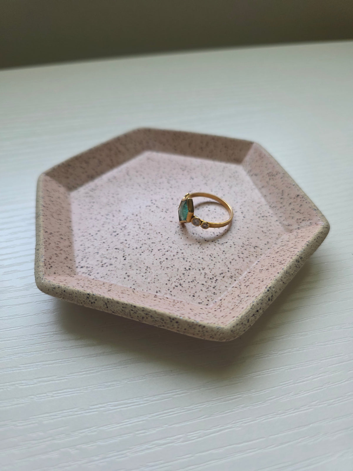 Hexagon Catch-All Dish in Pink Granite