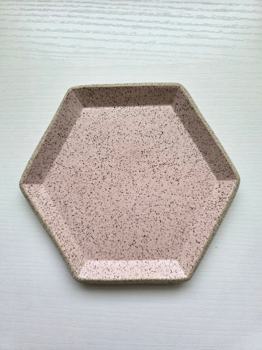 Hexagon Catch-All Dish in Pink Granite